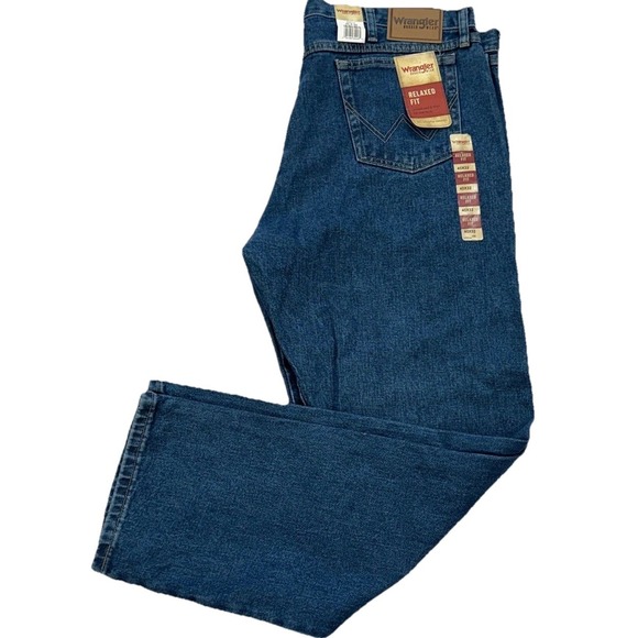 Wrangler Relaxed Fit Mens 40x32 Denim Cotton Blue Jeans Cowboy NWT - Picture 2 of 7